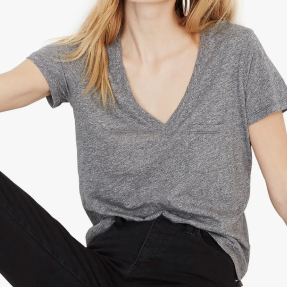 Madewell Whisper Cotton V-Neck Pocket Tee